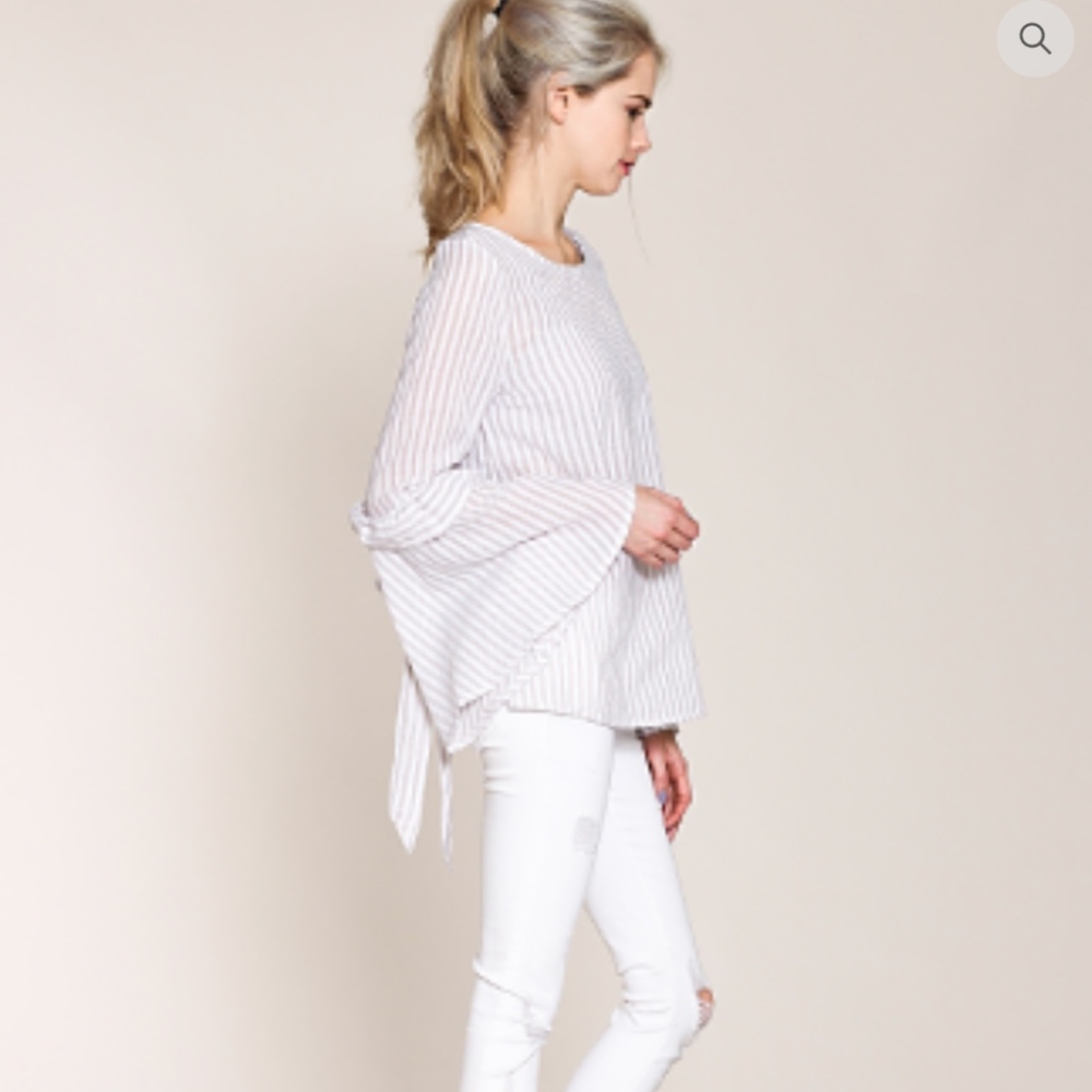 NWT Listicle Striped Bell Sleeve Top